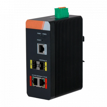 Switch Poa X -Security Carril Din - 2 ports Poe rj45 + 2 SFP - vitesse 10/100/1000 Mbps - 90w portes 1-2 / maximum Power Total [% var% - POE / POE + / HI -POE / jusqu'à 250m / PoE Watchdog - Vlan / STP / RSTP / ERPS / STATICLAG / IGMP