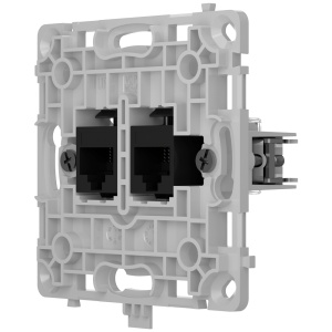 Tomada Ethernet com duas portas - Compatível com cabos CAT.6 e CAT.5e - Transmissão de dados a alta velocidade - Necessário tampa: SOLOCOVER-LAN / SIDECOVER-LAN - CENTERCOVER-LAN - Cor preto