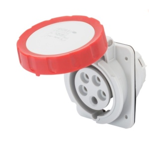 Tomada fixa de encastrar a 10°, IP66/IP67, 3P+N+T, 32 A, 400 V, 6 h