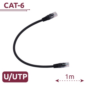 UTP Cable - Ethernet - RJ45 Connectors - Category 6 - 1 m - Black color