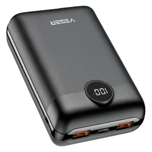 Veger Mini Power Bank - Capacidade 20000mAh - Entradas Micro USB-C e USB-C - Saídas USB-C e USB-A - Carregamento rápido 20WPD - Cor preta | 3 dispositivos de cada vez
