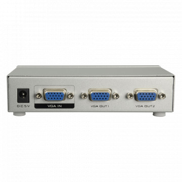 VGA Signal Multiplicateur - 1 VGA Entrée - 2 VGA ORITEUR - VGA, SVGA, XGA, MULTISYNC - Distance aux moniteurs: 65 mètres - DC 5 V Power