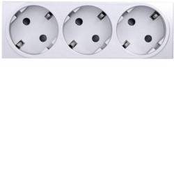 WS173T - sistema Salida Schuko triple, aluminio HAGER Ean:3250617141734