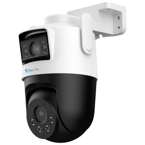X -security ip tandem wi -fi - Double Lens (panoramic 5MPX + PT 5MPX)) - PT 6 mm Lens | Lentille panoramique 2,8 mm - double lumière 50 m | IVS | SMD - Microphone et Altifalante Incorporated | MicroSD | IP66 - AutoTracking | Sirene et doute flash