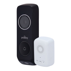 Youkey Videotimbre Dual Cam Wi-Fi - Lente superior: 3 MP | 2.4 mm | 160º - Lente inferior: 2 MP | 2.4 mm | 101º - Sensor PIR | IV 5 m | Luz branca 2 m - Detecção de pessoas / pacotes - Wi-Fi 6 | 16~24V CA | IP65