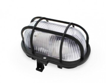 000700153 - 8436021941534Aplique oval de plástico, E27 60W 230V Preto