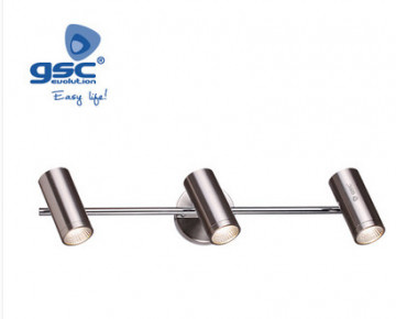 000705205 ​​- 8433373052055 Triple linéaire pour le plafond GU10 Max.60W Nickel en satin