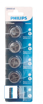 106000019 - 4895229125032Blister de 5 montón tipo botón de litio Philips CR2025