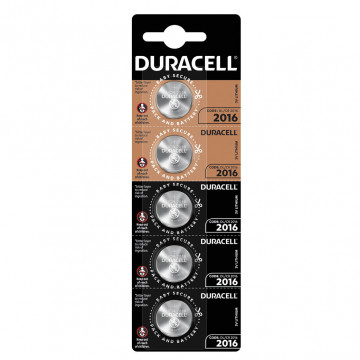 106000033 - 5000394072022Blister mit 5 Duracell CR2016 Lithium-Knopfbatterien – Exp 4u Box