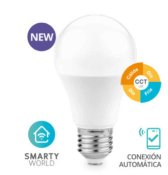 200651001 - 8433373044876Lâmpada LED standard inteligente via wifi e bluetooth 9W E27 CTT Regulável