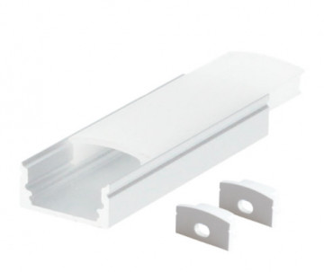 204025037 Kit perfil alumínio translúcido superfície 2 m para tiras LED até 12 mm Branco