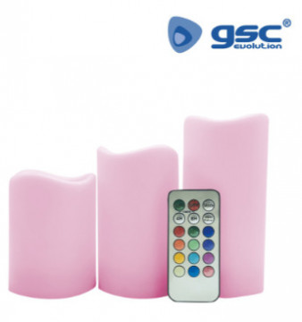 204800005 - 843373055391PACK OF 3 RGB LED decorative candles 100mm - 120mm - 150mm