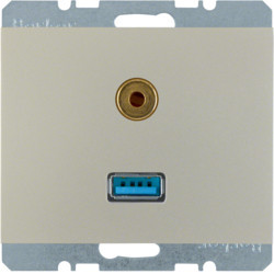 3315397004 - K.1/K.5 - USB / jack 3.5mm, inoxidable laca HAGER Ean:4011334330219