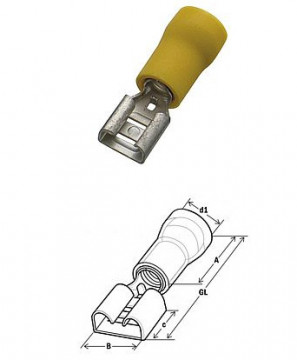 370396 - Garnières à douille (femelle) isolées 4.0-6.0 / 6.3x0.8 JIS 100UNI
