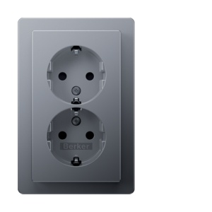 47596084 - q.x - schuko x2 monob. Obtur, Aluminium Hager EAN: 4011334451655