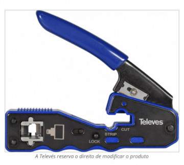 Alicate de Cravar com Cortador Automático para Conectores Macho RJ45 pass-through e non-pass through