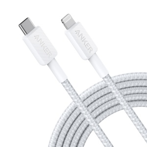 Anker – USB2.0-Kabel – USB-C auf Lightning – geflochtenes Nylonkabel – Länge 3 m – schnelles Aufladen | Weiße Farbe