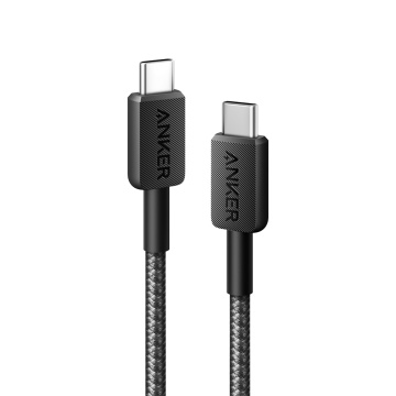 Anker - Cable USB2.0 - USB-C a USB-C - Cable encerrado de nylon - Longitud 0.9m - Cargando rápido 100W : Color negro