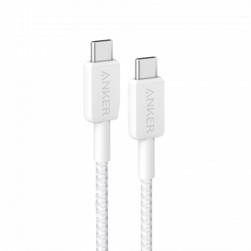 Anker - Cabo USB2.0 - USB-C para USB-C - Cabo trançado de nylon - Comprimento 0.9m - Carregamento rápido 60W | Cor branca