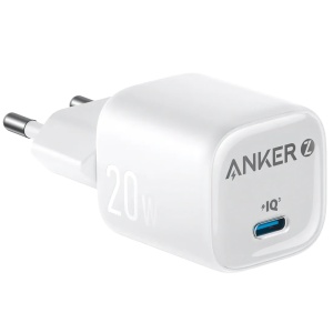 Anker - Carregador USB - Potencia 20W - Carregamento rápido - Saídas 1x USB-C - Cor branca | Tamanho pequeno e leve