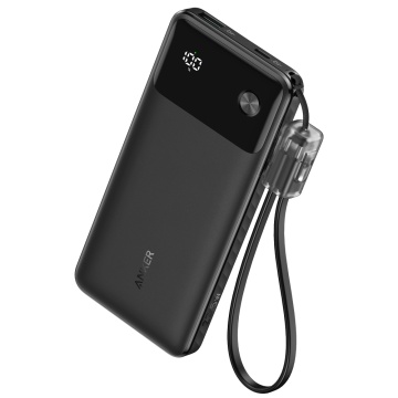 Anker Power Bank with Screen - Capacity 10000MAH - USB -C inputs - USB -A outputs, 2x USB -C - Load devices 3 at a time - PD22.5W fast loading