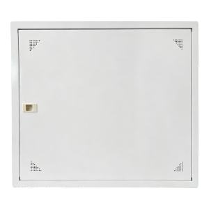 Armário embutido universal para projetos ICT - Dimensões de 44.5 x 44.5 x 15.0 cm - Estrutura resistente em aço SPCC em branco - Porta com dobradiça e fecho rápido por pressão - Válido para RTV, fibra, voz, dados e cabo coaxial - Entradas knockouts perime