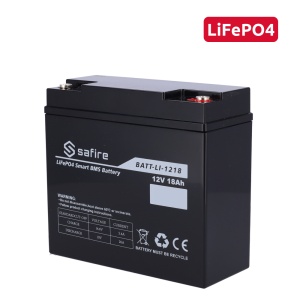 Bateria recarregável - Lítio LiFePO4 - Tensão 12V - Capacidade 18Ah - 3000 ciclos - 151 (largura) x 99 (Altura) x 99 (Fundo) mm / 2.09Kg