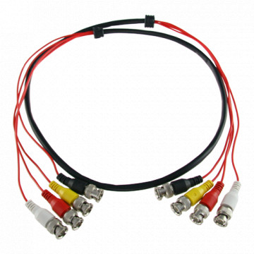 Cable preparado múltiple - BNC masculino a BNC masculino - 4 conexión coaxial - Longitud 1,5 m - A conexión do Balun ao DVR - Compatible con BA614P e PV3208PH