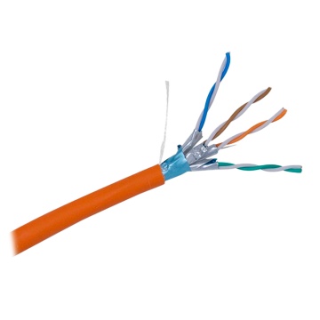 Câble UniView F / FTP de la catégorie 6A - Conducteur OFC, 100% cuivre - Diamètre 23 AWG -0,57 mm - Certificat CCP CCP - Couleur LSZH / Orange en manteau extérieur - Fourni dans des tramps en bois de 305 mètres.