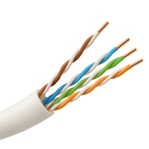 Cabo UTP rígido para exterior - Categoria 5e - Atende com 90m Fluke test - Condutor OFC, pureza 99.9% cobre - Bobine de 305 metros - Diâmetro 4.5 mm