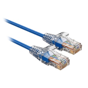 Cabo UTP Slim de ligação - Ethernet - Conectores RJ45 - Categoria 6A - 0,1 m - Cor azul