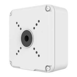 Caixa de conexões - Para câmaras bullet - Apto para uso exterior - Instalação no teto ou na parede - Cor branca 55(Fo) x 127.9(Al) x 124.9(An) mm - Passador de cabos