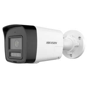 Câmara Bullet IP Hikvision gama Value - Resolução 4 Mpx (2560x1440) - Lente 4 mm - Luz híbrida 30 m | Sirene e flash dissuasor - Deteção de movimento 2.0 | MicroSD - Microfone e altifalante incorporados : PoE : IP67