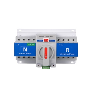 Conmutador automático - Corriente nominal 63A - 4 polos (instalaciones trifásicas) - Conmuta entre 2 fuentes de energía - Para carril DIN - Cumple lEC/EN 60947-6-1