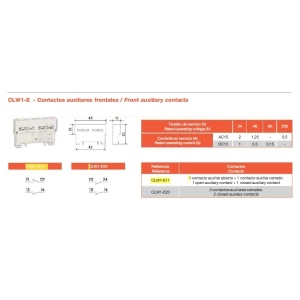 CONTACTO AUXILIAR FRONTAL PARA DISJUNTO MOTOR 1NC + 1NO CLW1-E11