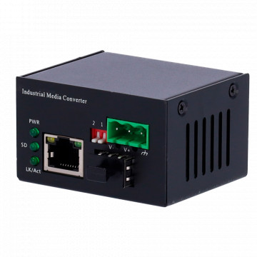 Conversor de Meios Industriais - 1x Ethernet RJ45 - 1x SFP - Fast Ethernet - 10/100 Base-TX - Tamanho ultra compacto - Instalação em calha DIN