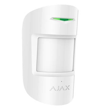 Detetor PIR e rotura de cristal - Grau 2 - Sem fios 868 MHz Jeweller - Faixa de deteção PIR 12 m - Faixa de deteção rotura de cristal 9 m - Sensibilidade ajustável - Imune à presença de animais domésticos
