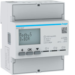 ECR180T - Central measurement 1f 3x80a 4m modbus hager EAN: 325061223040