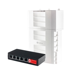 Extensor PoE para exterior Safire - Amplia a alimentação PoE até 500m (Em cascata) - 4 portas PoE Out + 1 Uplink RJ45 PoE In - IEEE 802.3 af/at/bt - Potência máxima de saída 60 W - Portas 10/100/1000 Mbps