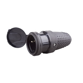 FICHA BORRACHA FEMEA PRETA IP44 16A C/TAMPA