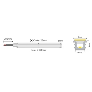 Fita Led Neon Up 6W/mt 24Vdc IP44 3000K ESMERALDA