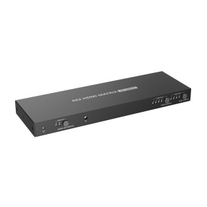 HDMI-Videomatrix – 4 HDMI-Eingänge – 2 HDMI-Ausgänge – Bis zu 4K (Eingang und Ausgang) – Ermöglicht Fernbedienung – DC 12 V Stromversorgung