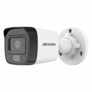 Hikvision - Câmara Bullet 4en1 Gama Value - 3K (2960x1665) CMOS - Lente 2.8 mm | Impermeável IP67 - Dual light: Smart IR 25 m, luz branca 20 m - Áudio sobre cabo coaxial | Microfone embutido