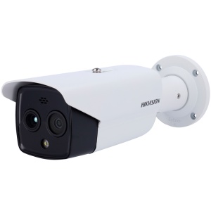 Hikvision Gama PRO Dual IP Wärmebildkamera – Wärmesensor 256 x 192 VOx | 6,9-mm-Objektiv - 1/2,7" optischer Sensor 4 Mpx | 6,3-mm-Objektiv - Wärmeempfindlichkeit ≤ 40 mK - Präventive Branderkennung und -alarm - Wettermessrate -20~550 °C / ± 8 °C