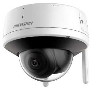 Hikvision WLAN-IP-Domekamera, Wertebereich – 4 MP Auflösung – 2,8 mm Objektiv – IR-Reichweite 30 m | WDR 120 dB – Integriertes Mikrofon und Lautsprecher IP66 | MicroSD – WLAN IEEE802.11b/g/n | 2 Antennen