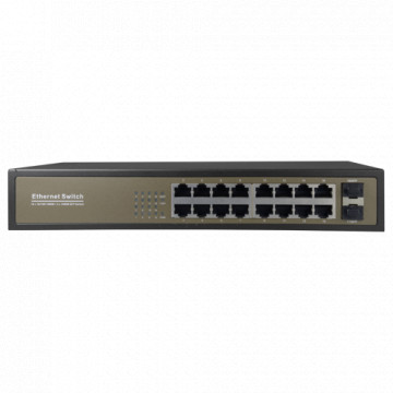 Interrupteur de table - Port de 16 Gigabit RJ45 - 2 Port de liaison montante SFP 10/100/1000 Mbps - Vitesse 10/100/1000 Mbps - Plug & amp; Jouer - Technologie d'économie d'énergie