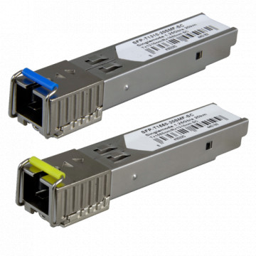 Kit de módulos transcetores SFP - Padrão de velocidade Ethernet 1000Base-LX - Conector de tipo SC Simplex BiDi integrado - Distância operacional até 20Km - Fibra monomodo para ligações de longo alcance - Taxa de velocidade de transmissão de dados até 1.25