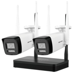 Kit de videovigilância Wifi da Hikvision - 2 Câmaras bullet 4 Mpx - NVR 4 Canais IP 6 Mpx (2560x1440) - Lente 2.8 mm - IR alcance 30 m - Microfone incorporado | MicroSD | 1 HDD | IP66