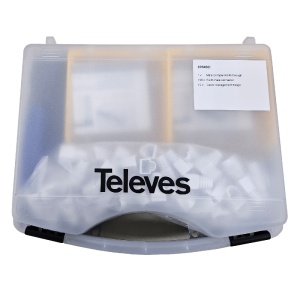 Kit-Transport Case Includes: 150 RJ45 UTP connectors Cat 6 Male Pass-Through (Ref. 209906), Caving Tool and Automatic Cutting for Male Connectors Pass-Through and Non-Pass Through (Ref. 209802) and 10 Velcro Cuffs (Ref. 200102)