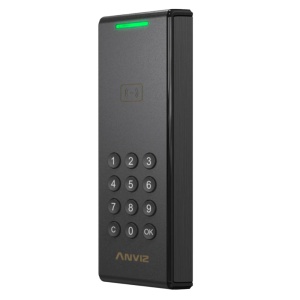 Leitor de acesso - Acesso por cartão EM/MF e PIN - Indicador LED e acústico - Wiegand 26/34 | OSDP - Compatível com os controladores Anviz - Apto para exterior IP65